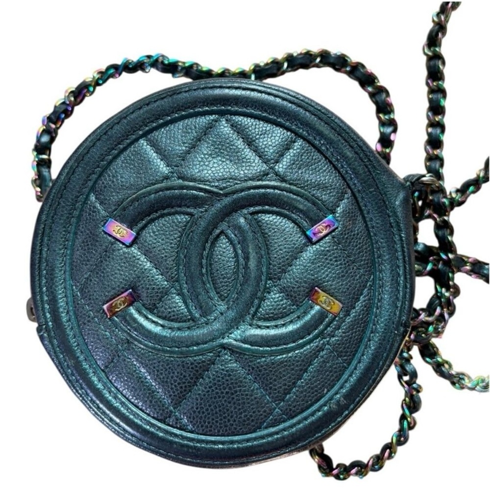 CHANEL Round Filigree Caviar Quilted Leather Crossbody Bag